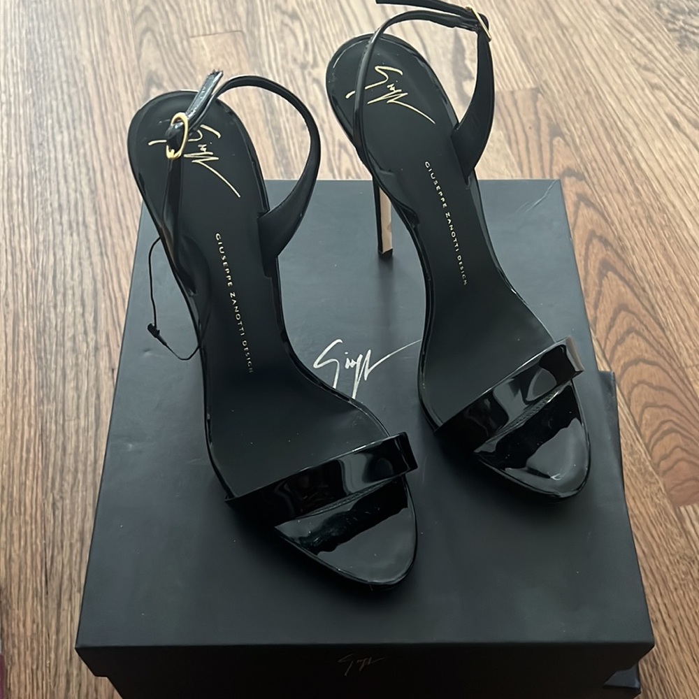 Guiseppe Zanotti Patent Leather “Sophie” Slingback Sandals